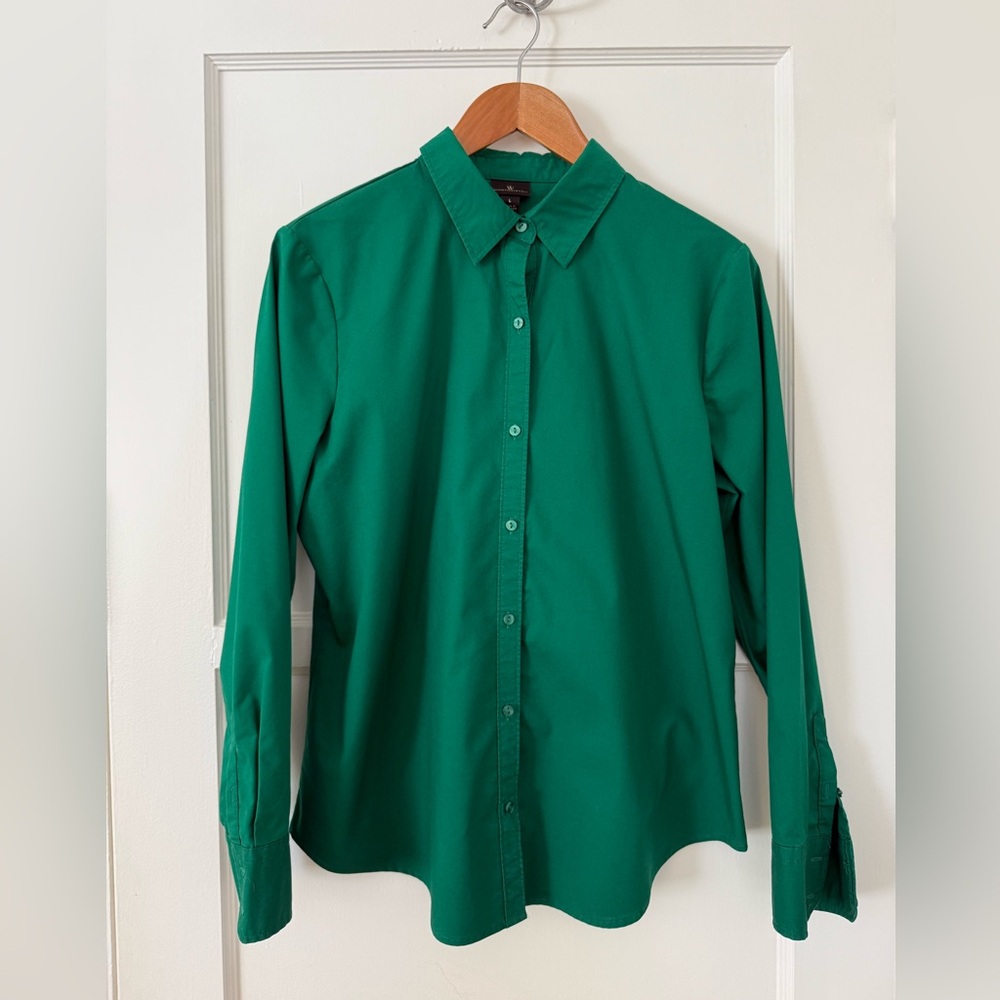🍀EUC Worthington women’s button down Christmas Holiday St Patrick’s green 💚 - Picture 6 of 7